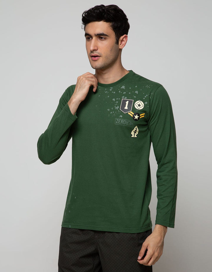 T Zone Long Sleeve T-Shirt Long Sleeve Print Patches