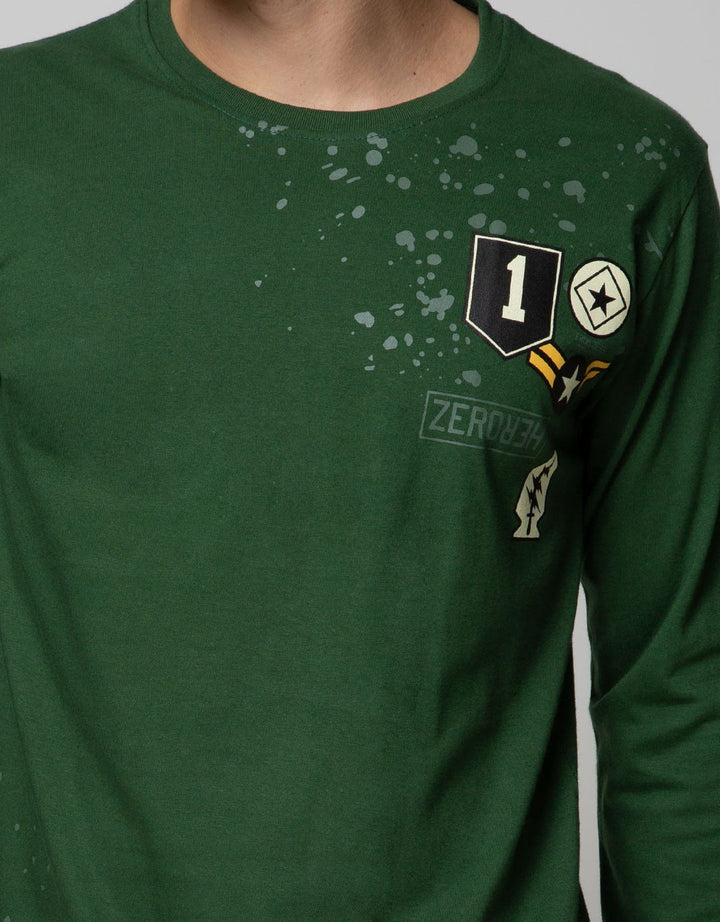 T Zone Long Sleeve T-Shirt Long Sleeve Print Patches