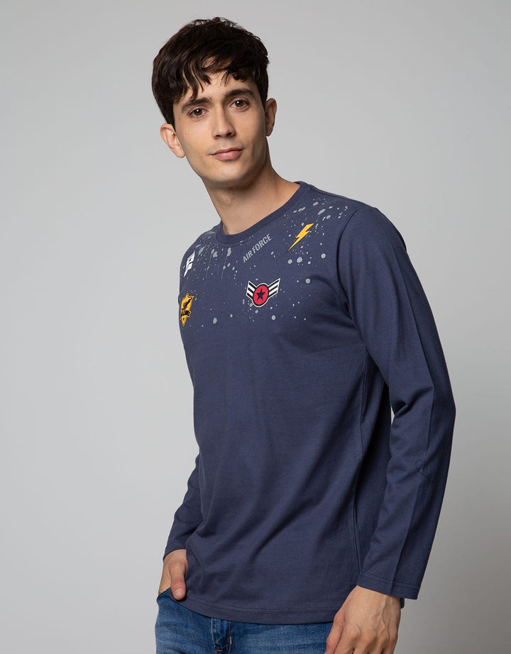 T Zone Long Sleeve T-Shirt Long Sleeve Print Patches
