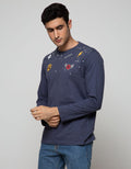 T Zone Long Sleeve T-Shirt Long Sleeve Print Patches