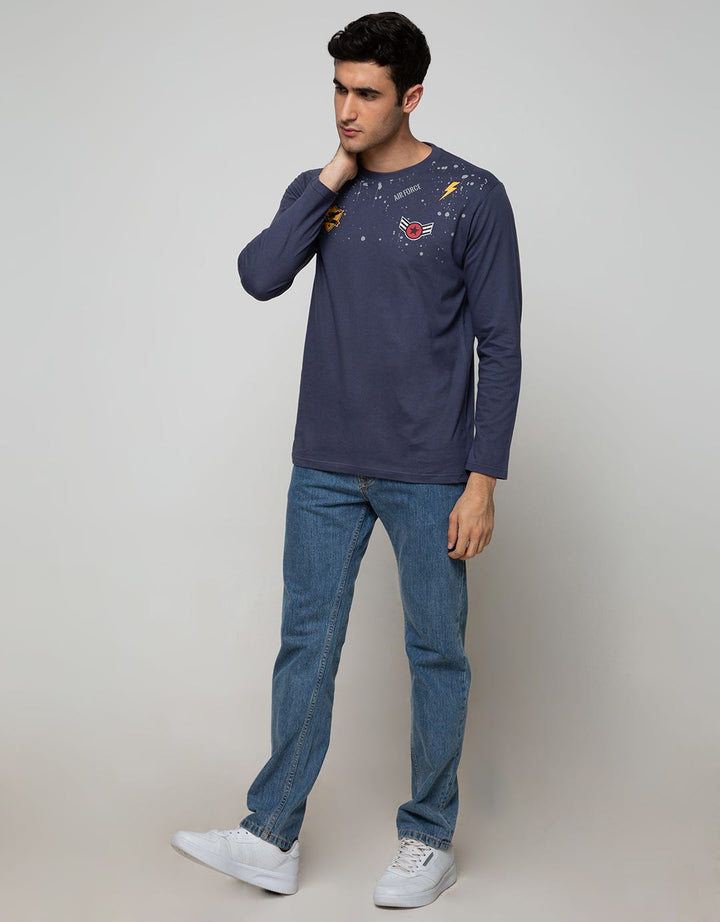 T Zone Long Sleeve T-Shirt Long Sleeve Print Patches