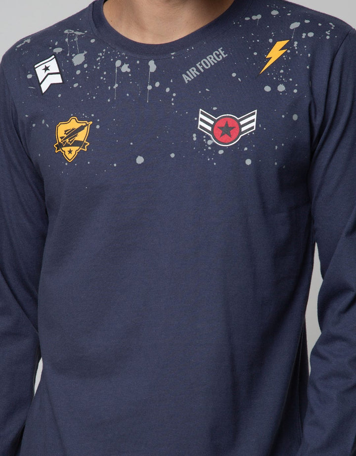 T Zone Long Sleeve T-Shirt Long Sleeve Print Patches