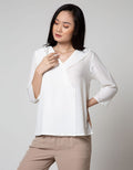 St. Yves Formal Long Sleeve Blouse Top Solid With Tie Collar