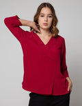 St. Yves Formal Long Sleeve Blouse Top Solid With Tie Collar