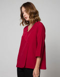 St. Yves Formal Long Sleeve Blouse Top Solid With Tie Collar