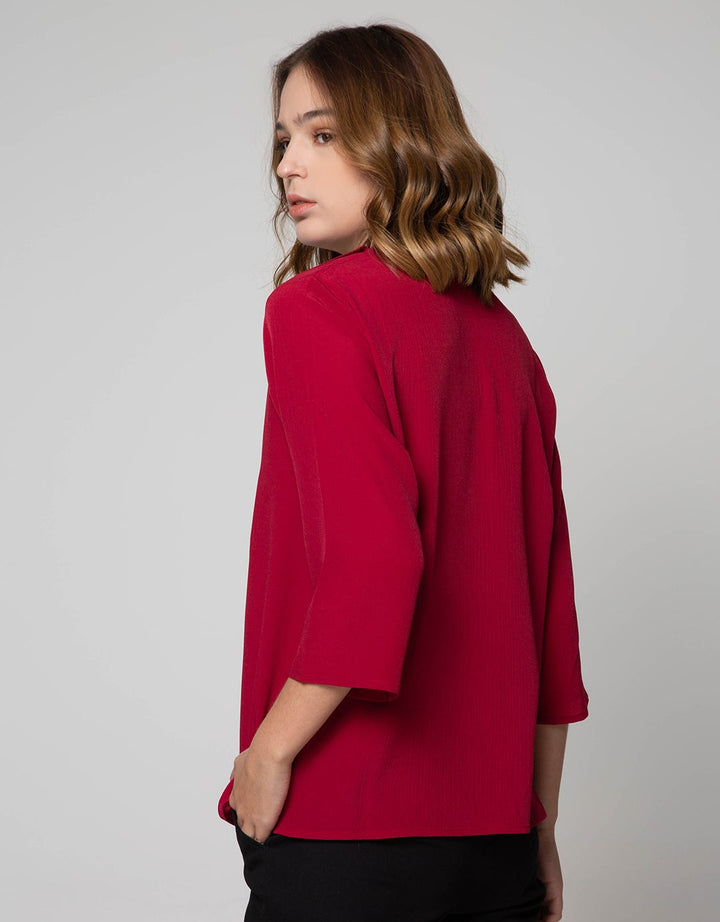 St. Yves Formal Long Sleeve Blouse Top Solid With Tie Collar