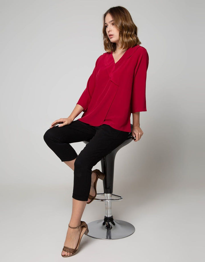 St. Yves Formal Long Sleeve Blouse Top Solid With Tie Collar