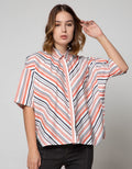 Nevada Zahn Blouse Lengan Pendek Wanita Print Stripe