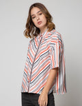 Nevada Zahn Blouse Lengan Pendek Wanita Print Stripe