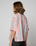 Nevada Zahn Blouse Lengan Pendek Wanita Print Stripe