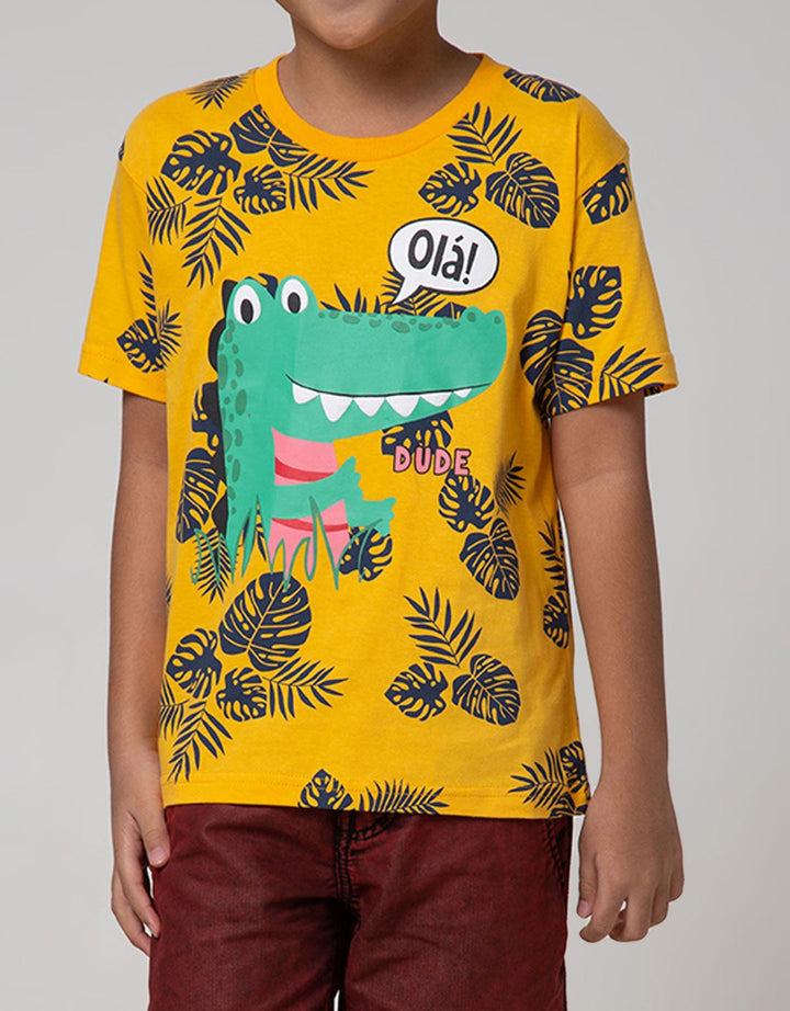 Little M Short Sleeve T-Shirt Fullprint Safari Dino Hola