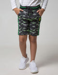 Little M Short Pants Knit Terry Fullprint Dino Twilltape Rib