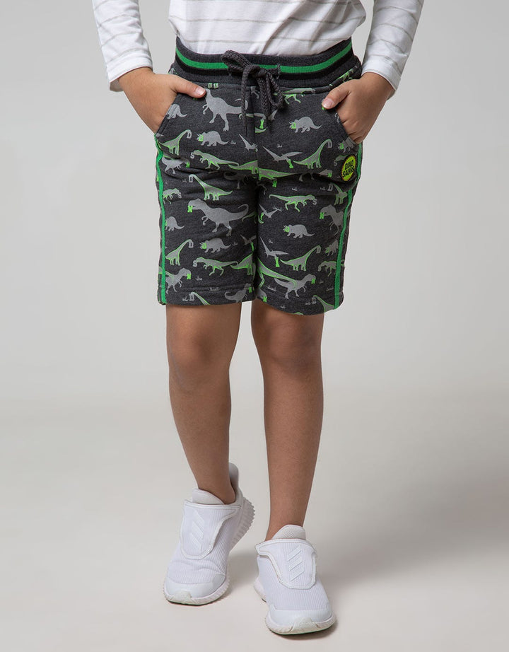 Little M Short Pants Knit Terry Fullprint Dino Twilltape Rib