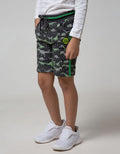 Little M Short Pants Knit Terry Fullprint Dino Twilltape Rib