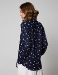 Connexion Long Sleeve Shirt Print Feather Hidden Button