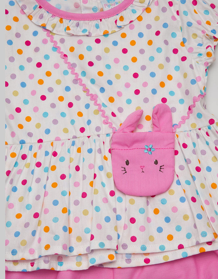 Pipiniko Top - Bottom Set Bunny Polkadot