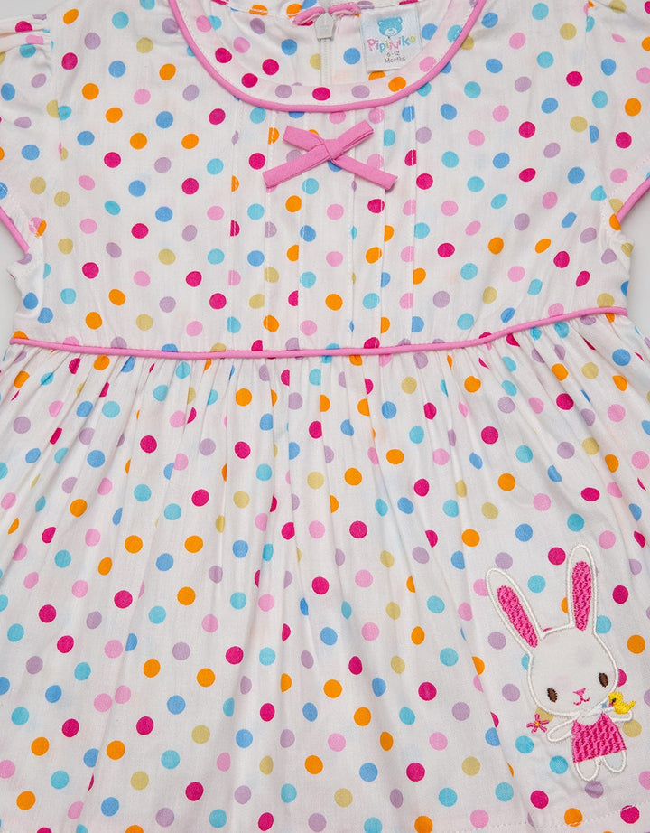 Pipiniko Short Sleeve Midi Dre Polka Dot Ribbon