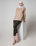 Annisa Long Sleeve Blouse V-Neck Embro Sleeve