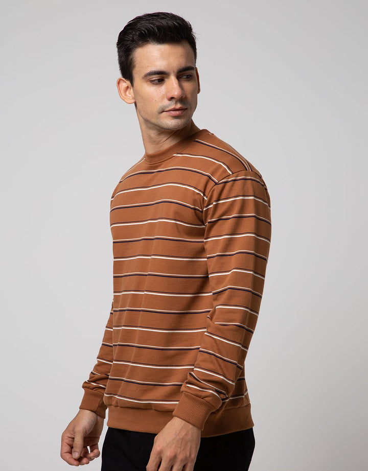 Details Long Sleeve SweaT-shirt Jumper Rneck Cut Yarn Dye Stripe
