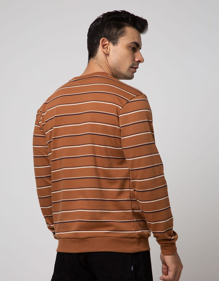 Details Long Sleeve SweaT-shirt Jumper Rneck Cut Yarn Dye Stripe
