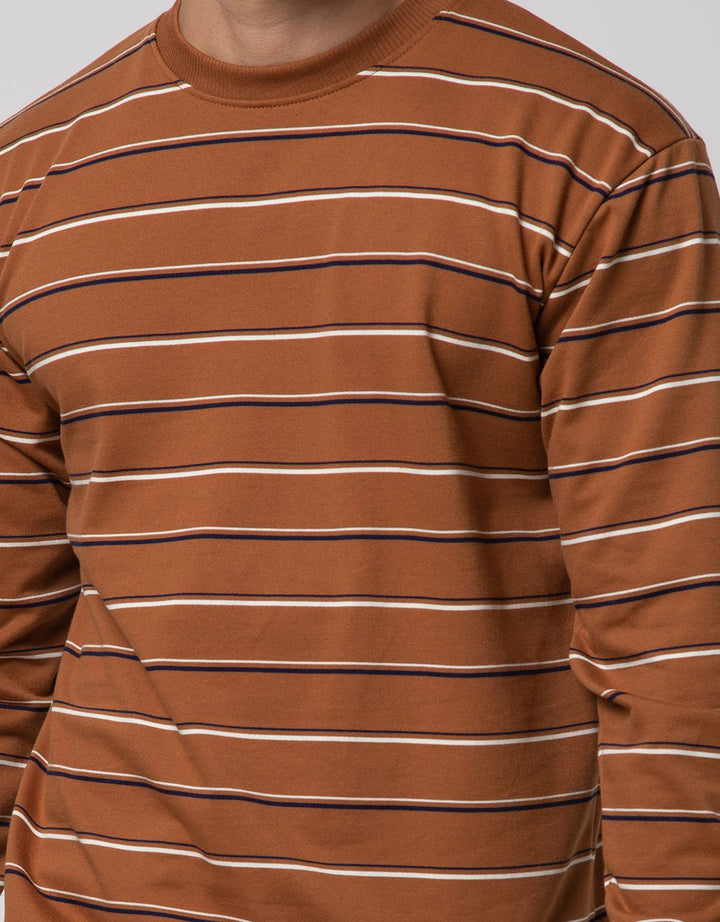 Details Long Sleeve SweaT-shirt Jumper Rneck Cut Yarn Dye Stripe