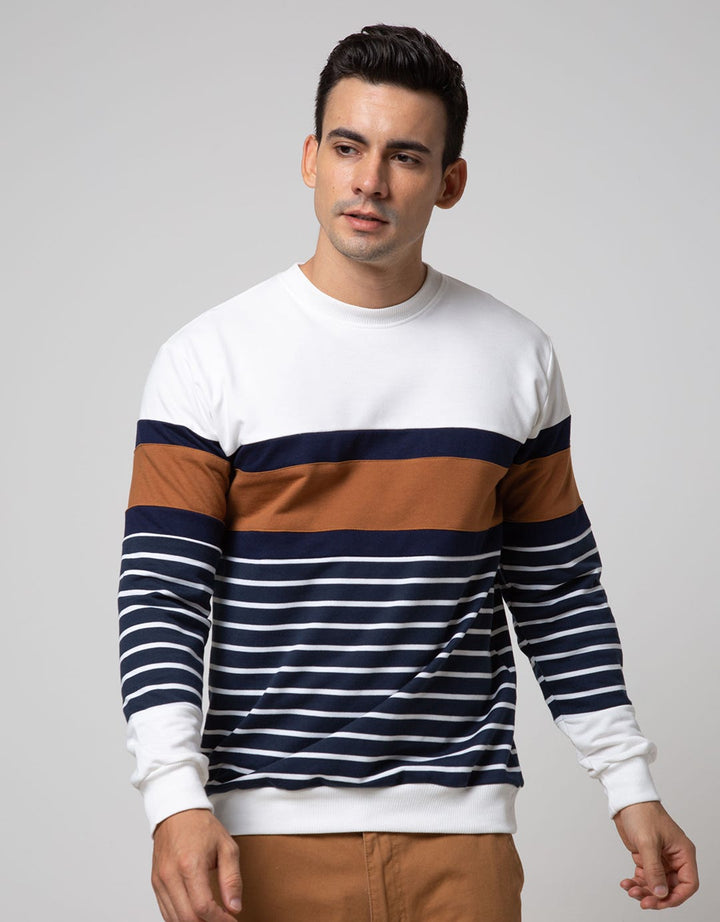 Details Long Sleeve SweaT-shirt Jumper Rneck Cut N Sewn Stripe