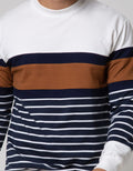 Details Long Sleeve SweaT-shirt Jumper Rneck Cut N Sewn Stripe