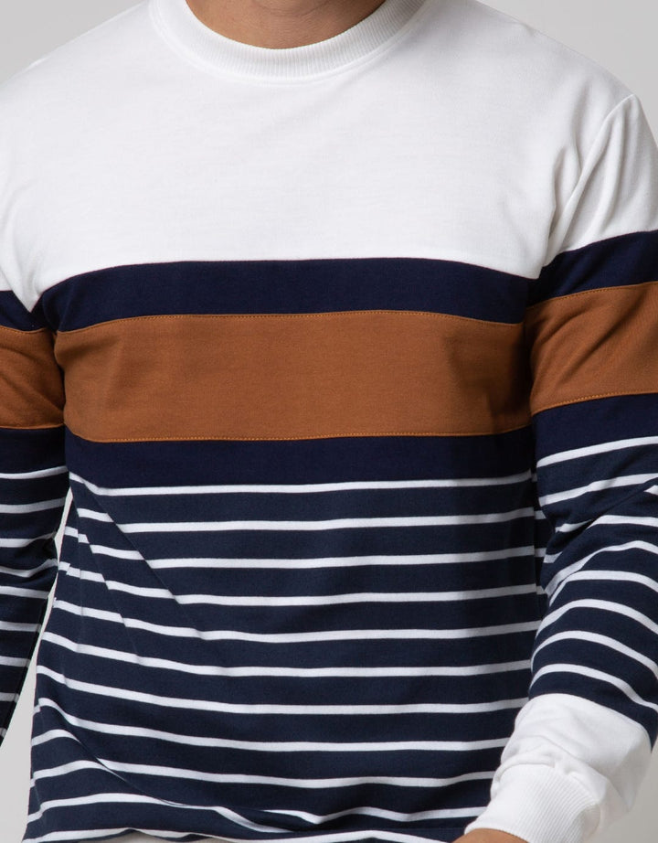 Details Long Sleeve SweaT-shirt Jumper Rneck Cut N Sewn Stripe