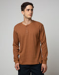 Details Sweatshirt Jumper Roun Neck Waffle Henley