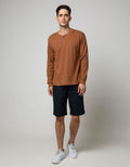 Details Sweatshirt Jumper Roun Neck Waffle Henley