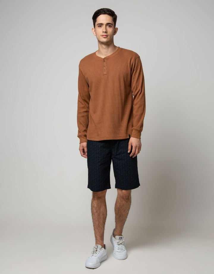 Details Sweatshirt Jumper Roun Neck Waffle Henley