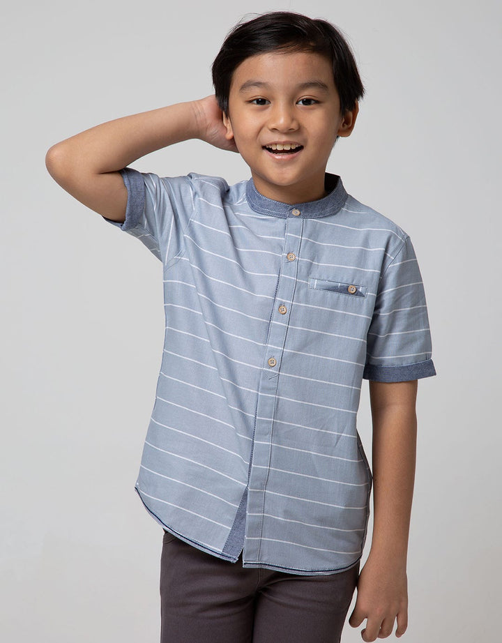 Little M Short Sleeve Shirt Hi Stripe Slub