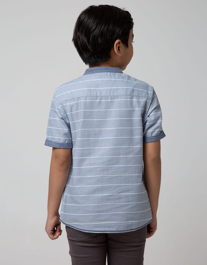 Little M Short Sleeve Shirt Hi Stripe Slub