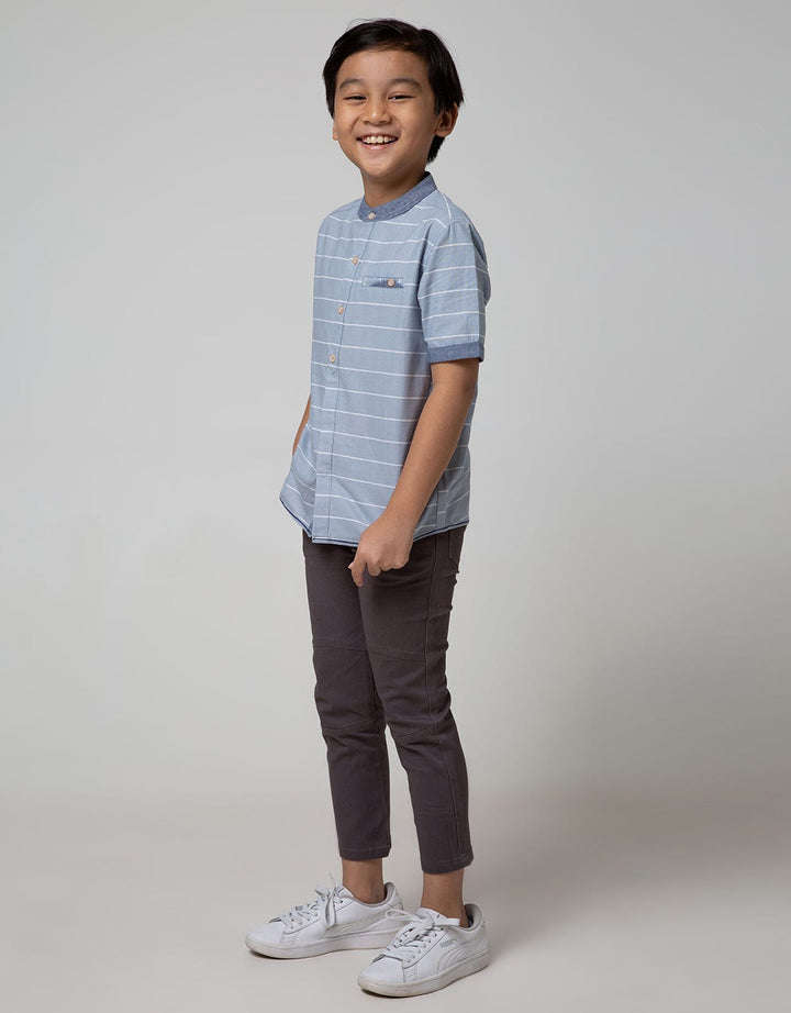 Little M Short Sleeve Shirt Hi Stripe Slub