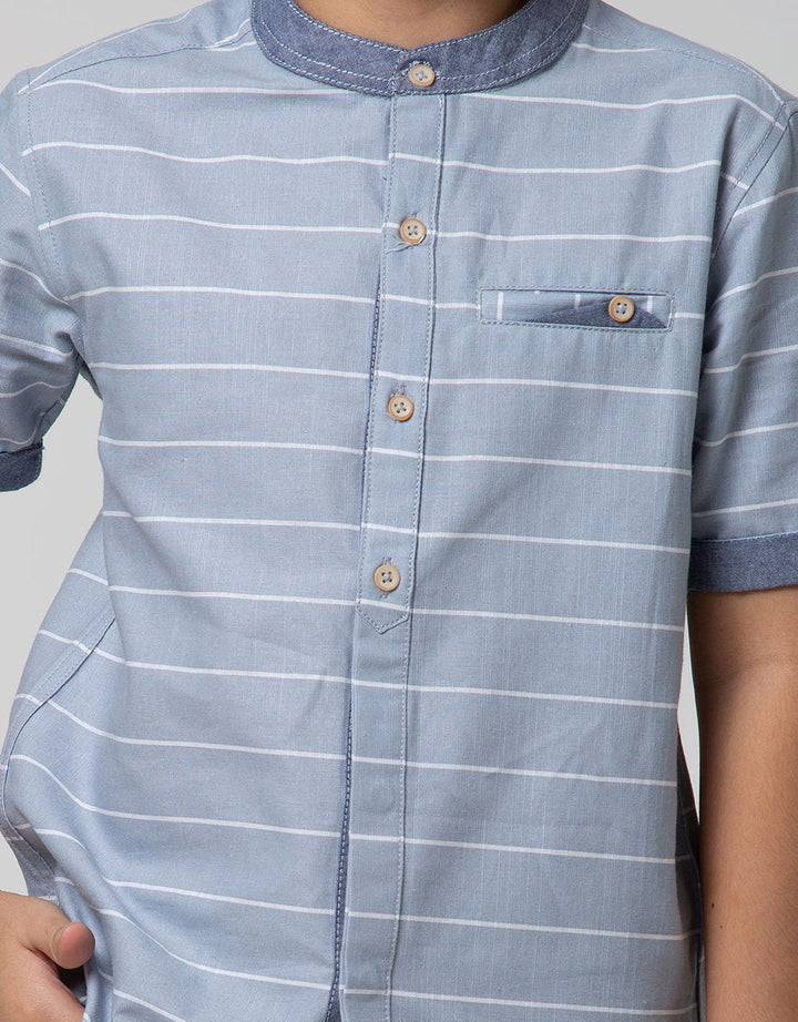 Little M Short Sleeve Shirt Hi Stripe Slub