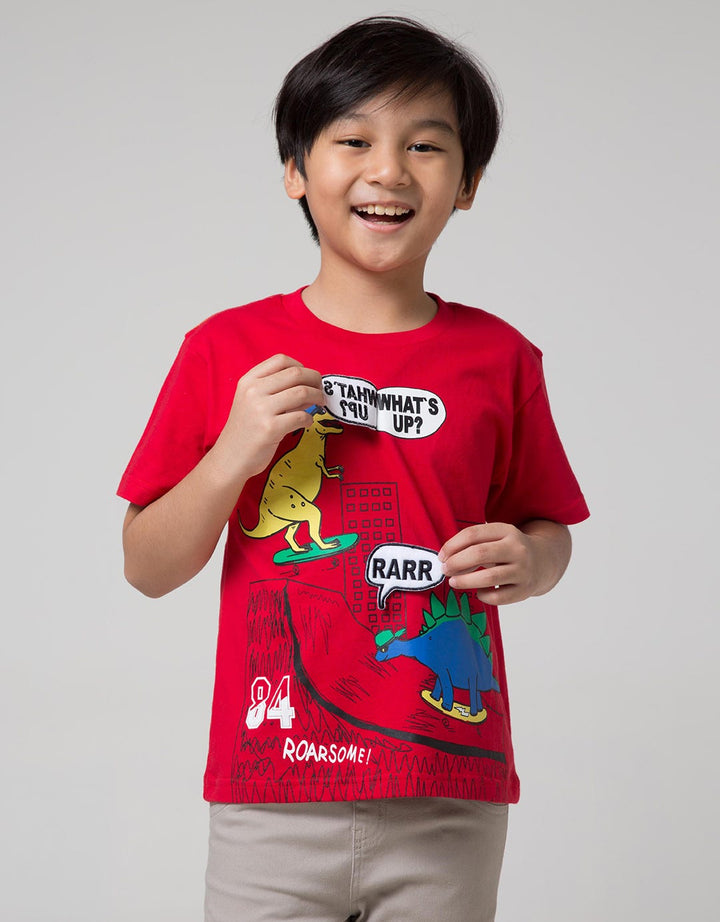 Little M Short Sleeve T-Shirt Dino Flip Application