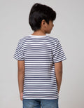 Little M Short Sleeve T-Shirt Stripe Fp Shark Print Embossed