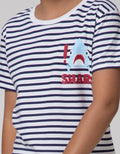 Little M Short Sleeve T-Shirt Stripe Fp Shark Print Embossed