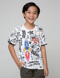 Little M Short Sleeve T-Shirt Fullprint Space Rocket Emboss Timbul
