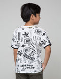 Little M Short Sleeve T-Shirt Fullprint Space Rocket Emboss Timbul