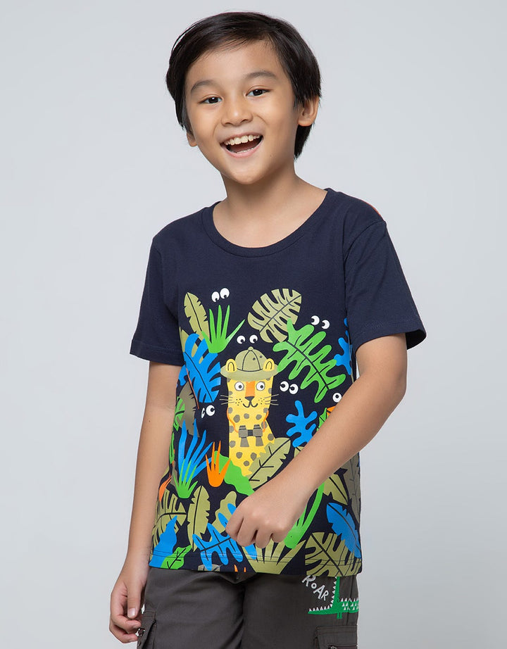 Little M Short Sleeve Safari Leopard Print T-Shirt