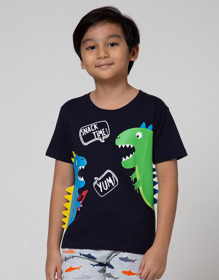 Little M Short Sleeve T-Shirt Dino Cucuk Snack Time