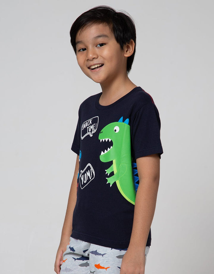 Little M Short Sleeve T-Shirt Dino Cucuk Snack Time