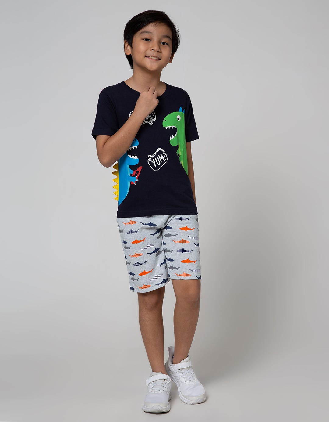 Little M Short Sleeve T-Shirt Dino Cucuk Snack Time