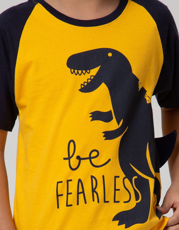 Little M Short Sleeve Raglan T-Shirt Dino Cucuk Be Friends