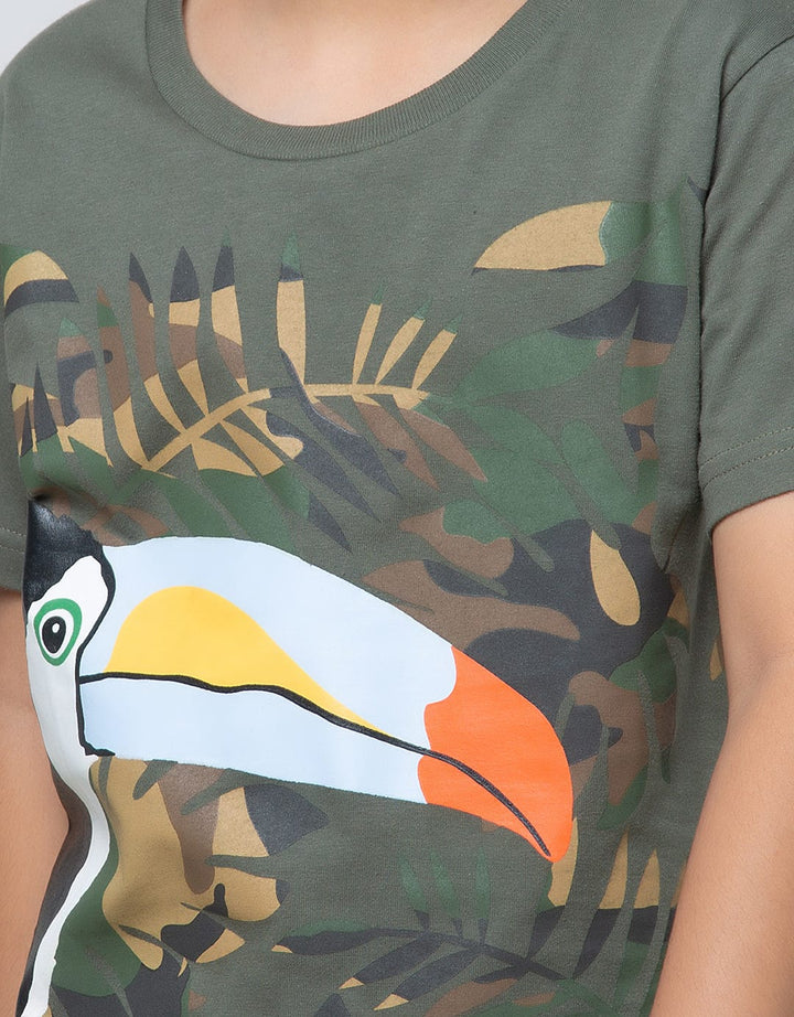 Little M Short Sleeve T-Shirt Burung Camo