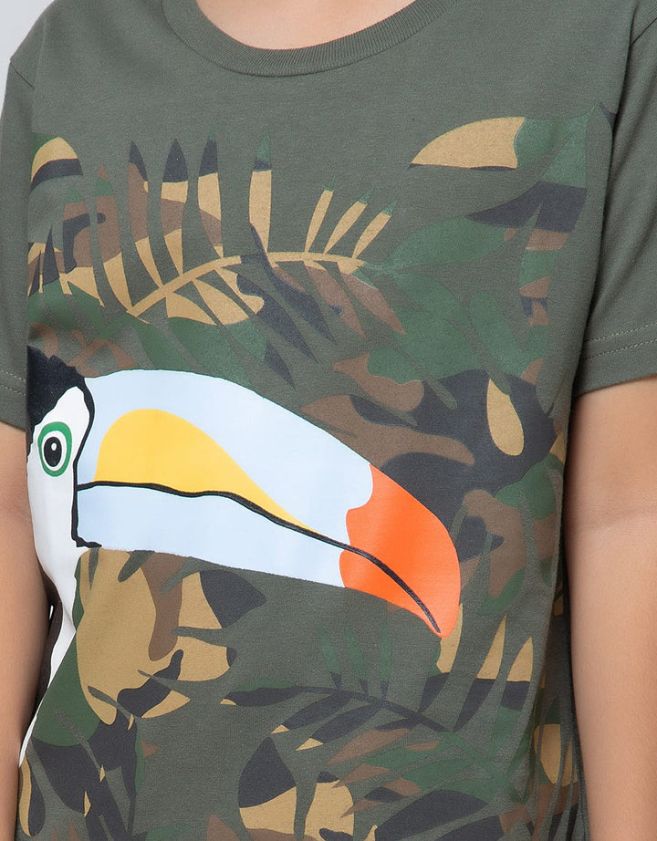 Little M Short Sleeve T-Shirt Burung Camo