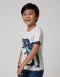 Little M Short Sleeve Chambray Folded Hand Dino Print T-Shirt