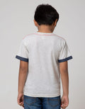 Little M Short Sleeve Chambray Folded Hand Dino Print T-Shirt