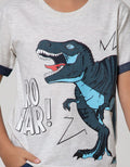 Little M Short Sleeve Chambray Folded Hand Dino Print T-Shirt